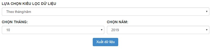 Gói X1 Xuất dữ liệu theo tháng